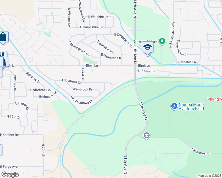 map of restaurants, bars, coffee shops, grocery stores, and more near 7166 Yellow Fern Road in Nampa