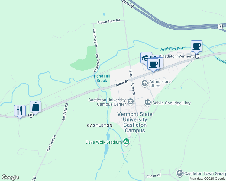 map of restaurants, bars, coffee shops, grocery stores, and more near 96 Glennbrook Road in Castleton