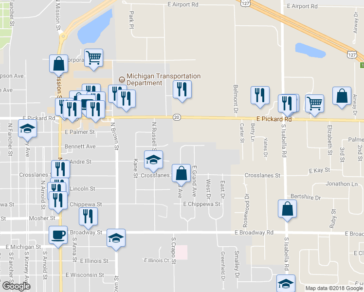 map of restaurants, bars, coffee shops, grocery stores, and more near 1509 Manor Lane in Mount Pleasant