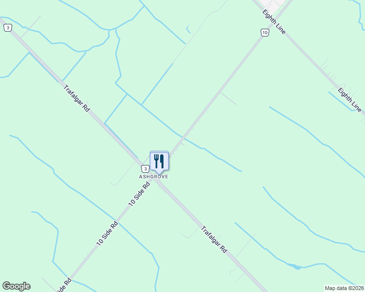 map of restaurants, bars, coffee shops, grocery stores, and more near 13220 10 Side Road in Halton Hills