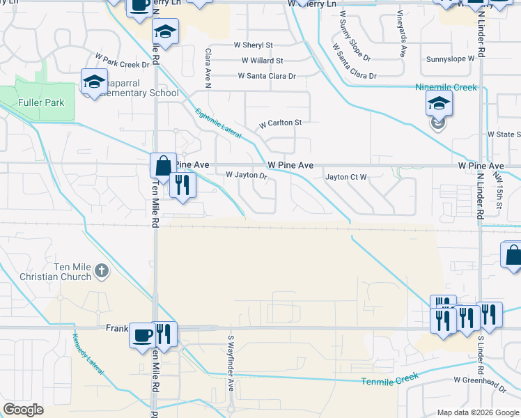map of restaurants, bars, coffee shops, grocery stores, and more near 2679 West Snyder Street in Meridian