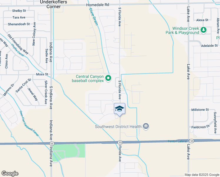 map of restaurants, bars, coffee shops, grocery stores, and more near 16437 South Florida Avenue in Caldwell