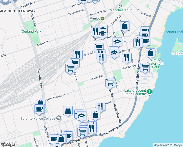 map of restaurants, bars, coffee shops, grocery stores, and more near 49 Macdonald Street in Toronto