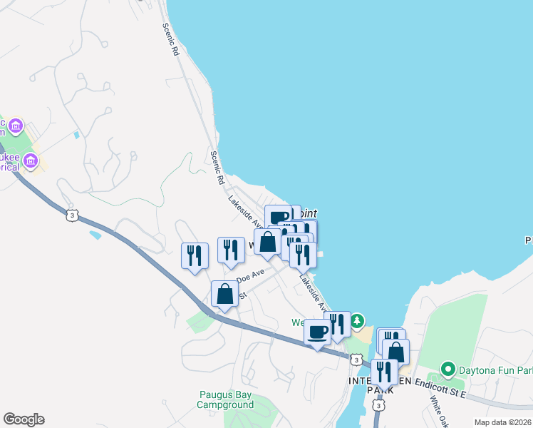 map of restaurants, bars, coffee shops, grocery stores, and more near 12 Janes Avenue in Laconia