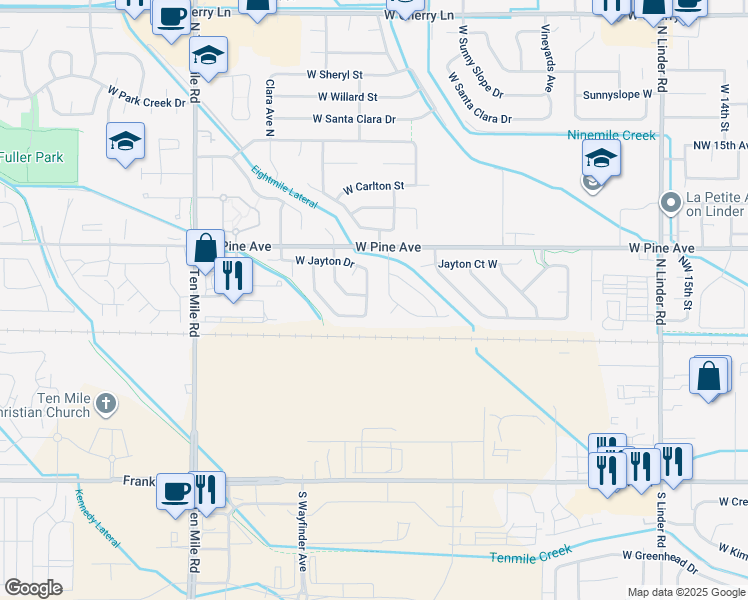 map of restaurants, bars, coffee shops, grocery stores, and more near 624 North Stucker Avenue in Meridian
