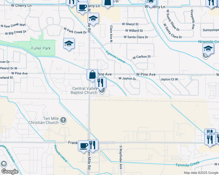 map of restaurants, bars, coffee shops, grocery stores, and more near 2935 West Jayton Drive in Meridian