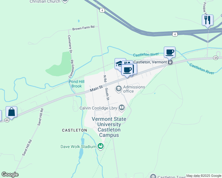 map of restaurants, bars, coffee shops, grocery stores, and more near in Castleton
