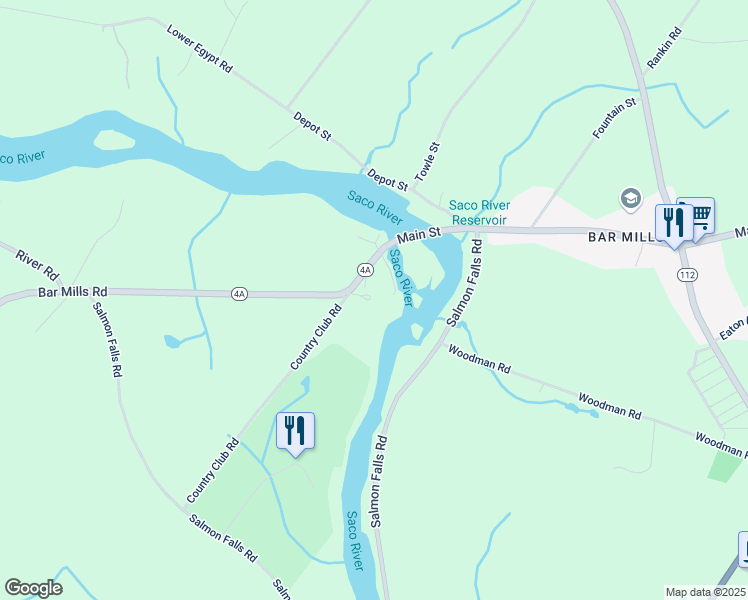 map of restaurants, bars, coffee shops, grocery stores, and more near 12 Usher Mill Road in Hollis