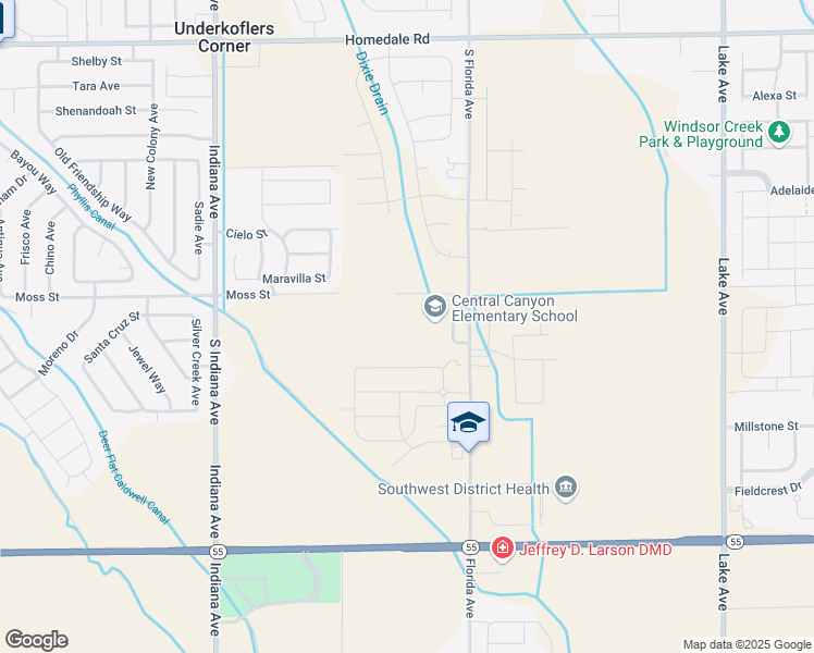 map of restaurants, bars, coffee shops, grocery stores, and more near 16437 South Florida Avenue in Caldwell