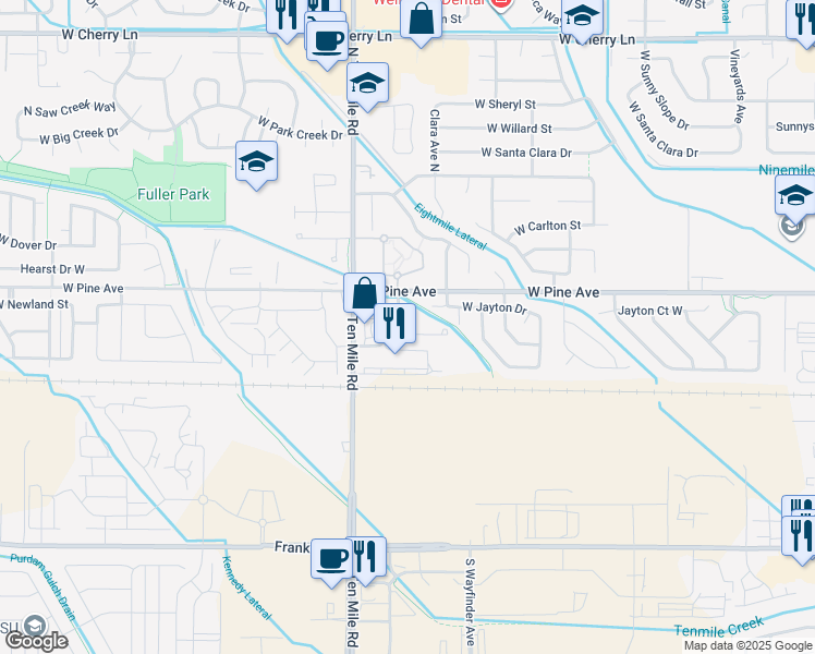 map of restaurants, bars, coffee shops, grocery stores, and more near 676 North Gray Cloud Way in Meridian