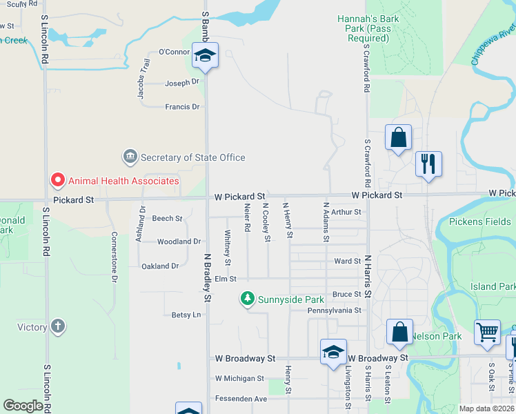 map of restaurants, bars, coffee shops, grocery stores, and more near 600-610 Neier Road in Mount Pleasant