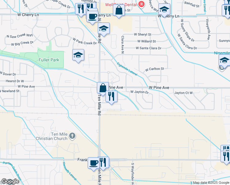 map of restaurants, bars, coffee shops, grocery stores, and more near 676 North Gray Cloud Way in Meridian