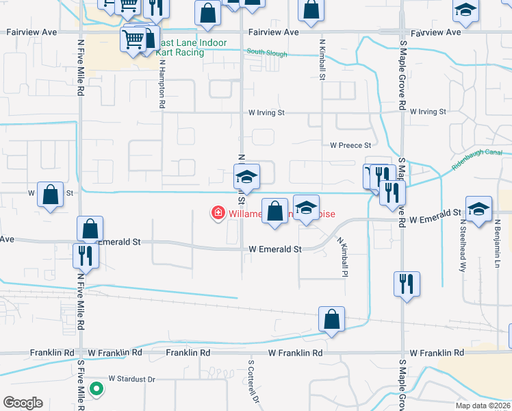 map of restaurants, bars, coffee shops, grocery stores, and more near 730 North Mitchell Street in Boise