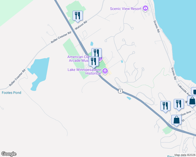 map of restaurants, bars, coffee shops, grocery stores, and more near 522 Endicott Street North in Laconia