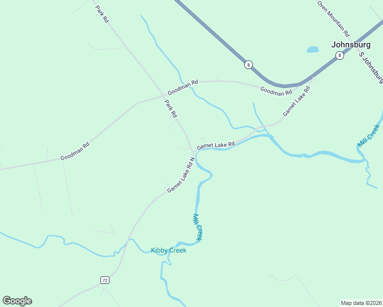 map of restaurants, bars, coffee shops, grocery stores, and more near 2569 Garnet Lake Road North in Johnsburg