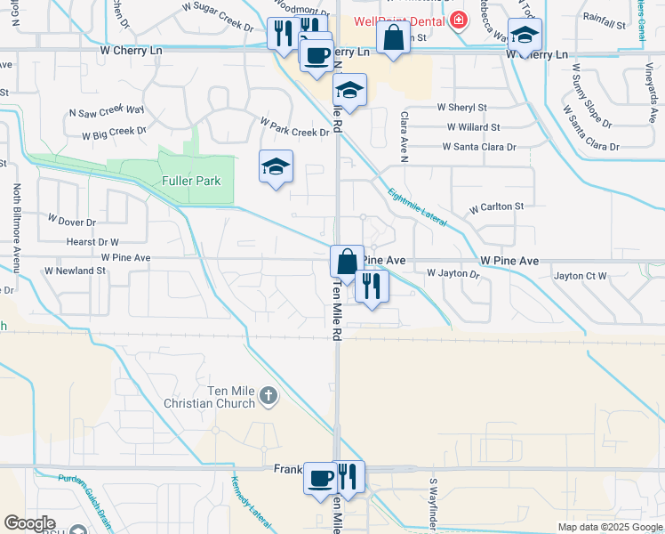 map of restaurants, bars, coffee shops, grocery stores, and more near 864 North Britt Place in Meridian