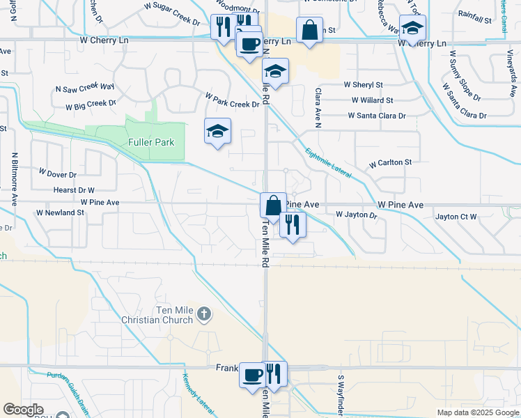 map of restaurants, bars, coffee shops, grocery stores, and more near 864 North Britt Place in Meridian