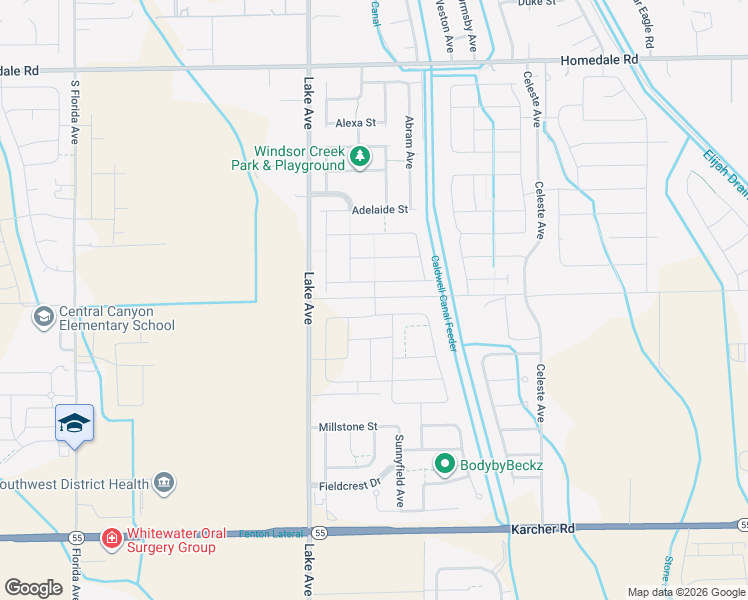 map of restaurants, bars, coffee shops, grocery stores, and more near 12871 Sondra Street in Caldwell