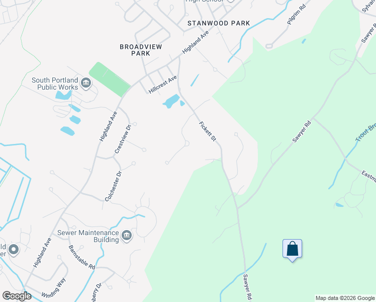 map of restaurants, bars, coffee shops, grocery stores, and more near 14 Candlebrook Lane in South Portland