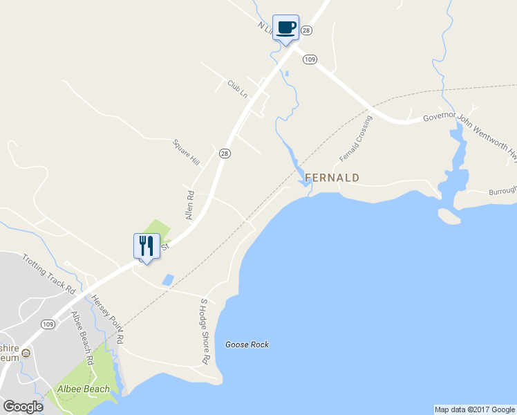 map of restaurants, bars, coffee shops, grocery stores, and more near Cotton Valley Rail-Trail in Wolfeboro