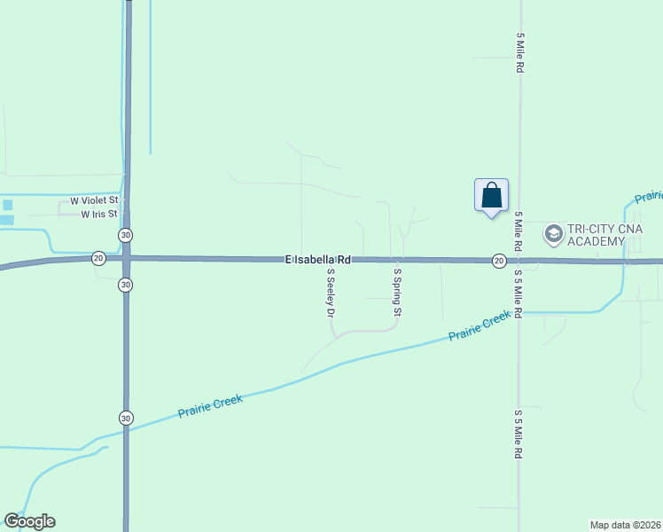 map of restaurants, bars, coffee shops, grocery stores, and more near 243 East Isabella Road in Midland