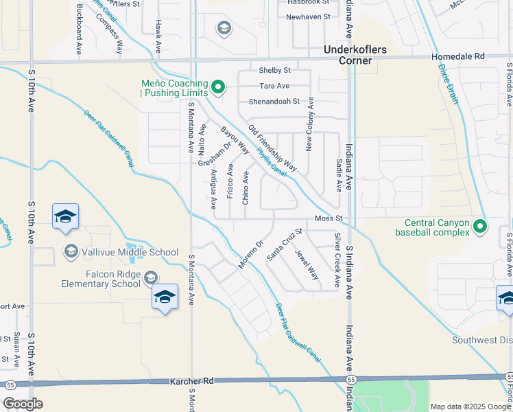 map of restaurants, bars, coffee shops, grocery stores, and more near 16557 Spartan Avenue in Caldwell