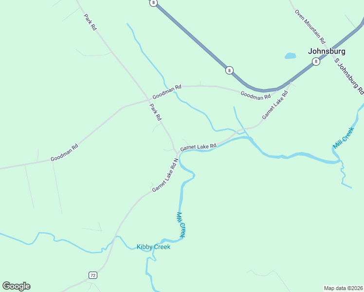 map of restaurants, bars, coffee shops, grocery stores, and more near 2569 Garnet Lake Road North in Johnsburg