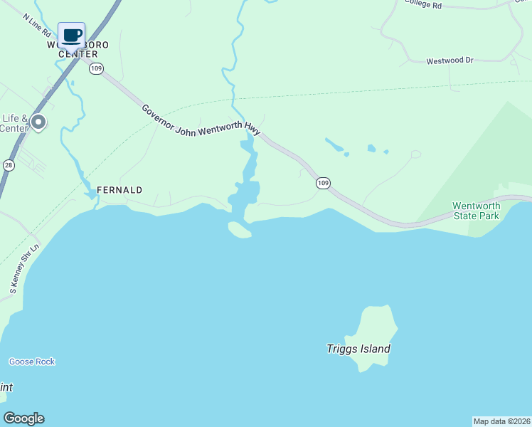 map of restaurants, bars, coffee shops, grocery stores, and more near 32 Burroughs Lane in Wolfeboro