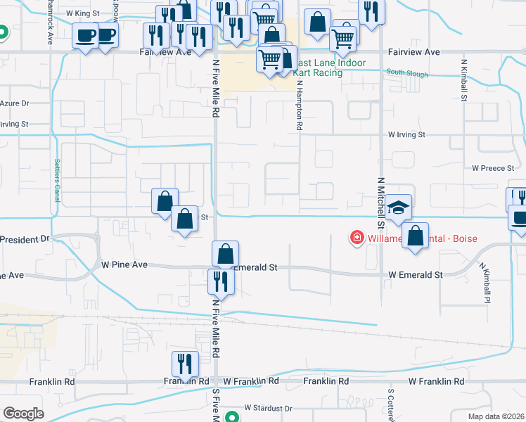 map of restaurants, bars, coffee shops, grocery stores, and more near 811 North Aster Avenue in Boise