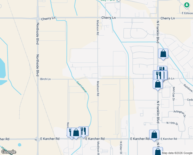 map of restaurants, bars, coffee shops, grocery stores, and more near 16517 Madison Avenue in Nampa