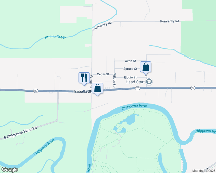 map of restaurants, bars, coffee shops, grocery stores, and more near 3316 Isabella Street in Midland