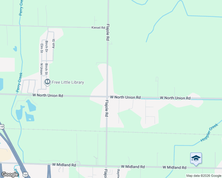 map of restaurants, bars, coffee shops, grocery stores, and more near 4482 Flajole Road in Midland