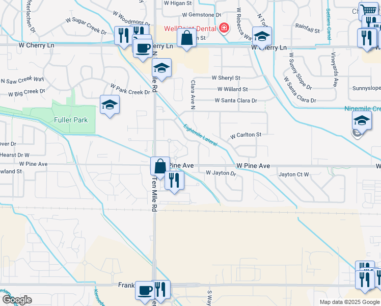 map of restaurants, bars, coffee shops, grocery stores, and more near 847 North Clara Avenue in Meridian