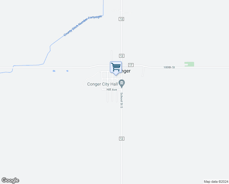 map of restaurants, bars, coffee shops, grocery stores, and more near in Conger