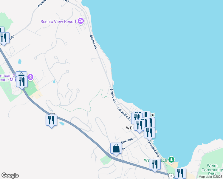 map of restaurants, bars, coffee shops, grocery stores, and more near 476 Scenic Road in Laconia