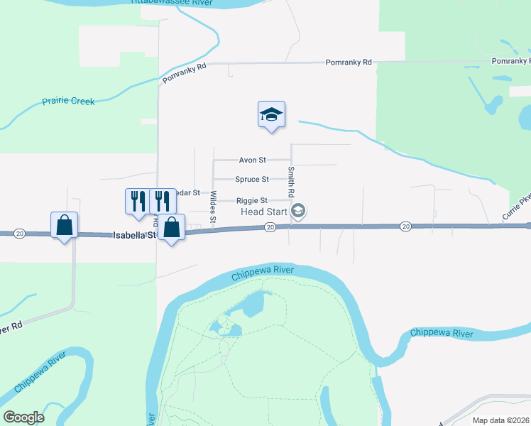 map of restaurants, bars, coffee shops, grocery stores, and more near 3010 Isabella Street in Midland
