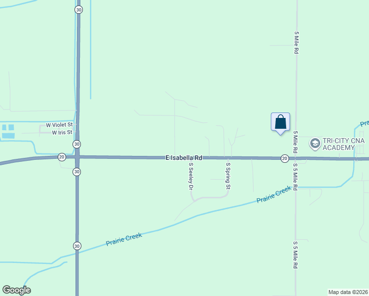 map of restaurants, bars, coffee shops, grocery stores, and more near 243 East Isabella Road in Midland
