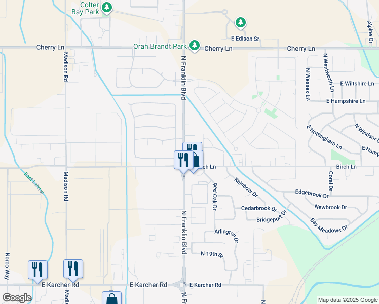 map of restaurants, bars, coffee shops, grocery stores, and more near 16524 North Franklin Boulevard in Nampa