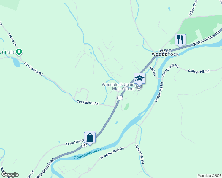 map of restaurants, bars, coffee shops, grocery stores, and more near 11403 Senior Lane in Woodstock