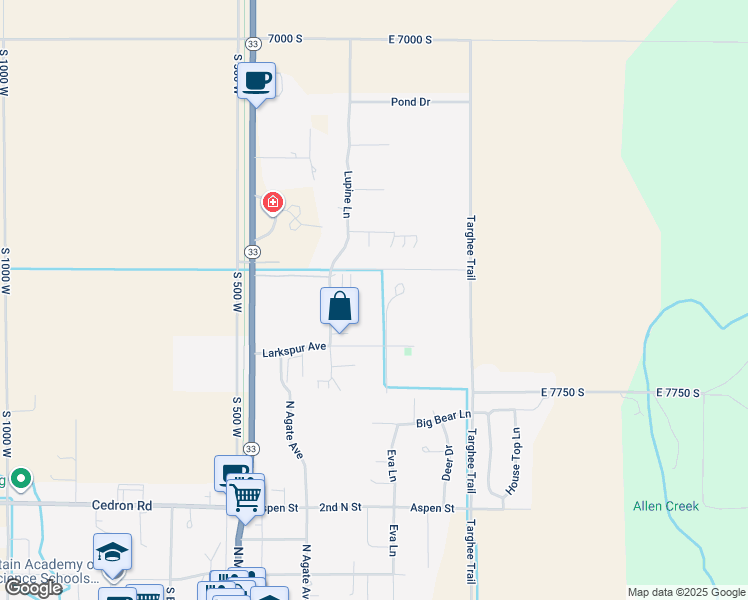 map of restaurants, bars, coffee shops, grocery stores, and more near 7552 Mountain Laurel Drive in Victor