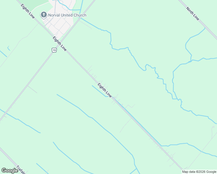 map of restaurants, bars, coffee shops, grocery stores, and more near 9761 8th Line in Halton Hills
