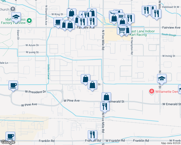 map of restaurants, bars, coffee shops, grocery stores, and more near 267 Checola Circle in Boise