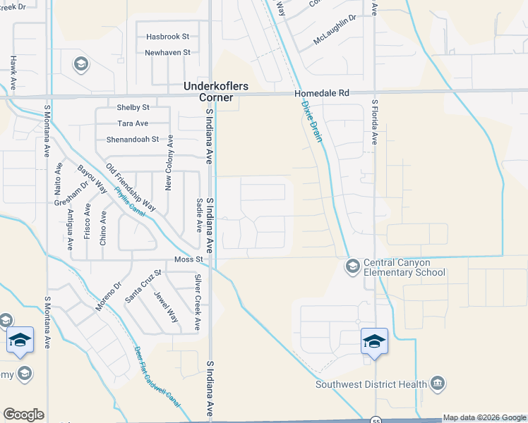 map of restaurants, bars, coffee shops, grocery stores, and more near 13861 Paraiso Avenue in Caldwell