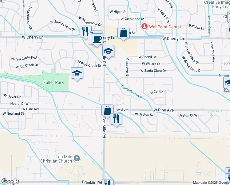 map of restaurants, bars, coffee shops, grocery stores, and more near 3078 West Acarrera Lane in Meridian