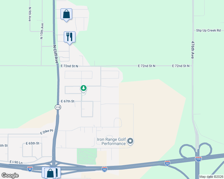 map of restaurants, bars, coffee shops, grocery stores, and more near 1700 East 72nd Street North in Sioux Falls