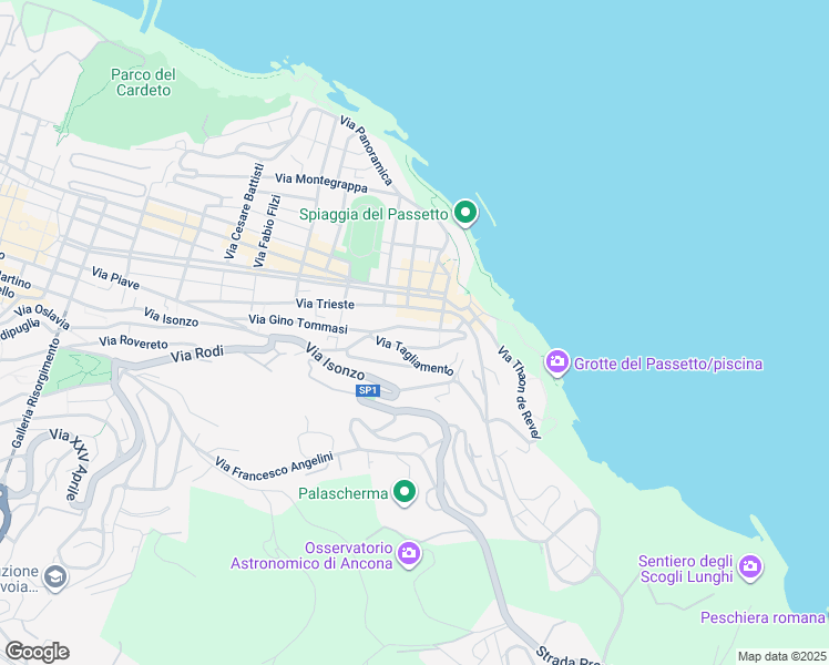 map of restaurants, bars, coffee shops, grocery stores, and more near 11 Via Podgora in Ancona