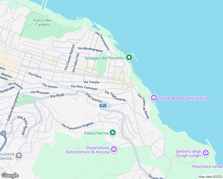 map of restaurants, bars, coffee shops, grocery stores, and more near 11 Via Podgora in Ancona