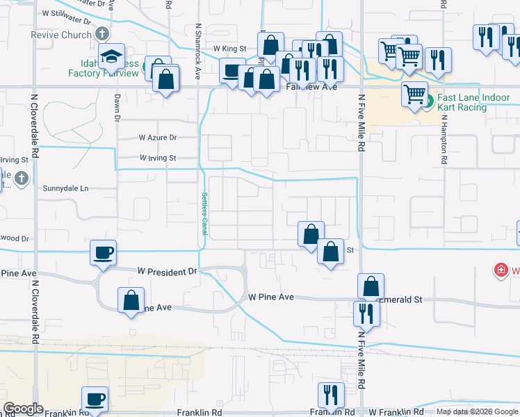 map of restaurants, bars, coffee shops, grocery stores, and more near 450 Greenleaf Street in Boise