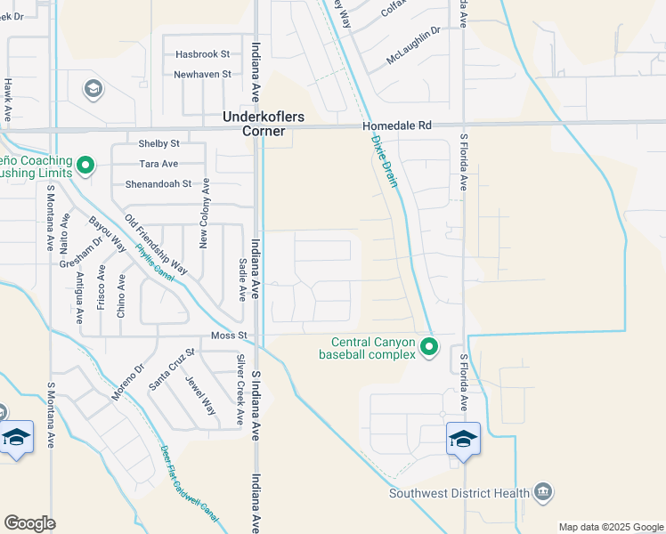 map of restaurants, bars, coffee shops, grocery stores, and more near 13825 Paraiso Street in Caldwell