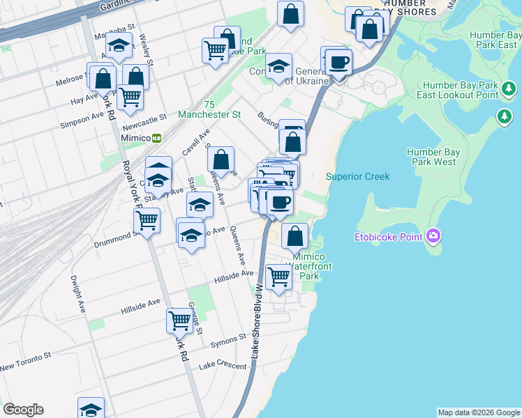 map of restaurants, bars, coffee shops, grocery stores, and more near 8 Primrose Avenue in Toronto